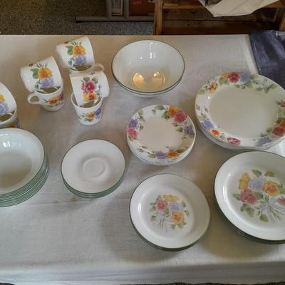 Corelle Pansy "Summer blush" pattern dishware 52-piece set