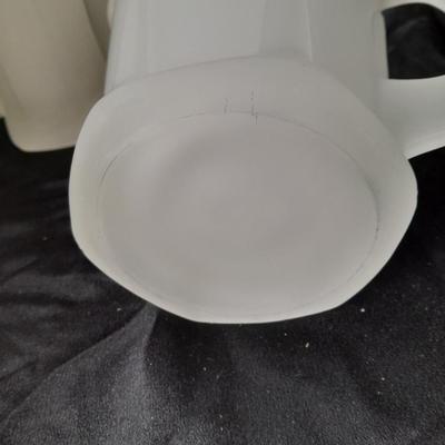 Vintage Frosted Pitcher by Tiara Indiana Glass Co. with 8 mugs