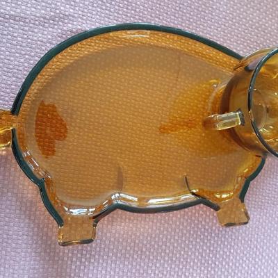 Rare 13-piece Vintage Tiara Amber Glass Luncheon pig plates