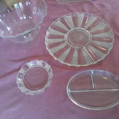 Jeannette Glass Dewdrop Round Tray, Alicjaglass Watra Poland punch / pedestal bowl and more