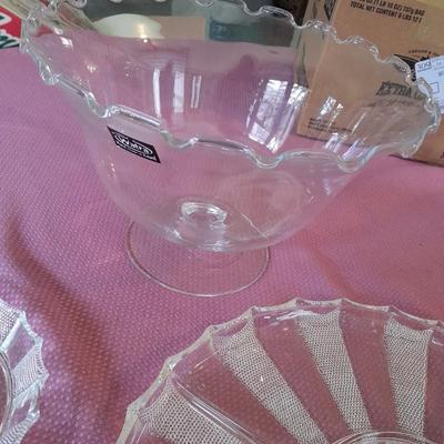 Jeannette Glass Dewdrop Round Tray, Alicjaglass Watra Poland punch / pedestal bowl and more
