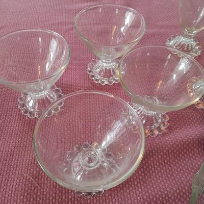 Jeannette Glass Dewdrop Round Tray, with 14 piece Anchor Hocking Berwick Boopie glassware