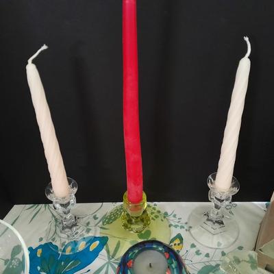 Great assortment of Candles and candle holders