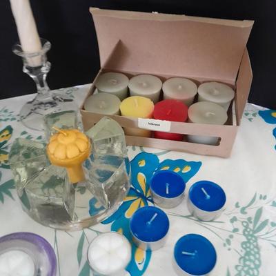 Great assortment of Candles and candle holders