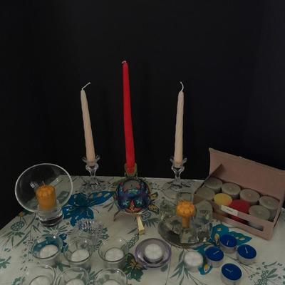 Great assortment of Candles and candle holders