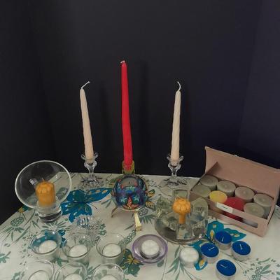 Great assortment of Candles and candle holders