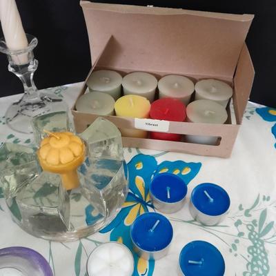 Great assortment of Candles and candle holders