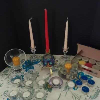 Great assortment of Candles and candle holders
