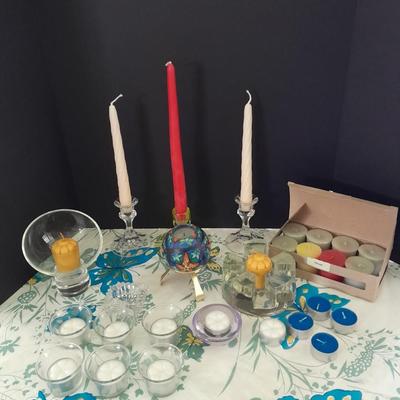 Great assortment of Candles and candle holders