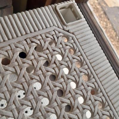 Plastic storage shelving with Vintage iron framed chair