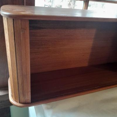 Nice small Teak wood storage Cabinet to hang or place flat with hideaway doors!