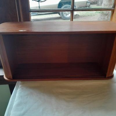 Nice small Teak wood storage Cabinet to hang or place flat with hideaway doors!