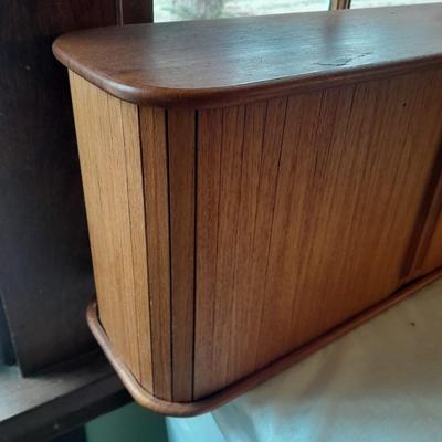 Nice small Teak wood storage Cabinet to hang or place flat with hideaway doors!