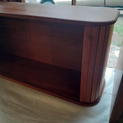 Nice small Teak wood storage Cabinet to hang or place flat with hideaway doors!