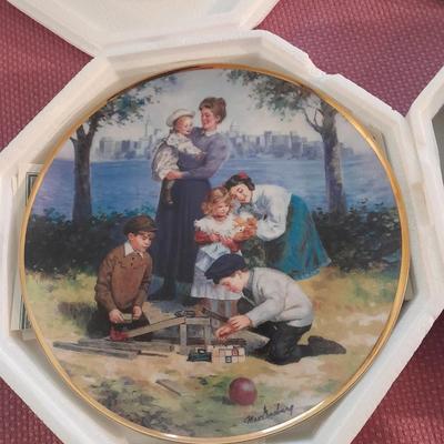 Two limited edition collector's plates Ellis Island with COA