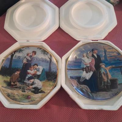 Two limited edition collector's plates Ellis Island with COA