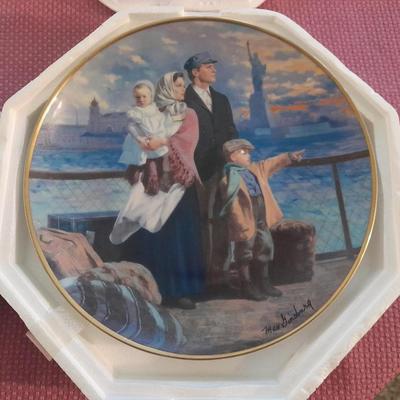 Two limited edition collector's plates Ellis Island with COA