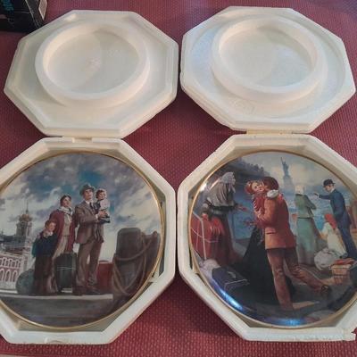 Two limited edition collector's plates Ellis Island with COA