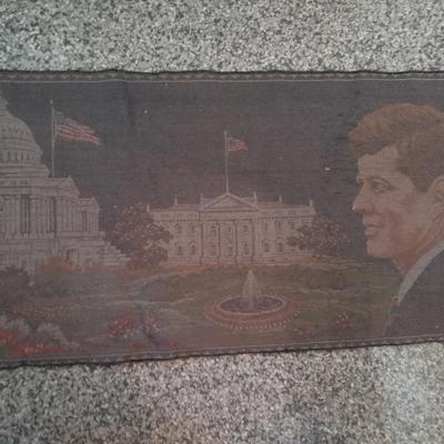 1965 John F Kennedy  Commemorative Tapestry and Unique 1972 D Lincoln Kennedy Penny Astonishing Coincidences Cent