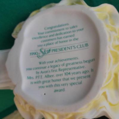 Avon 1990 Mrs. Albee Award Figure and framed art