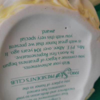 Avon 1990 Mrs. Albee Award Figure and framed art