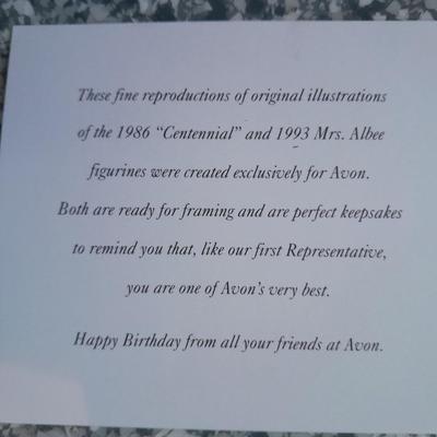 Avon 1990 Mrs. Albee Award Figure and framed art