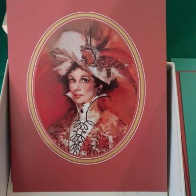 Avon 1992 Mrs. Albee Award Figure, decorative tin and Stationary