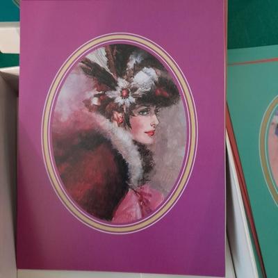 Avon 1992 Mrs. Albee Award Figure, decorative tin and Stationary