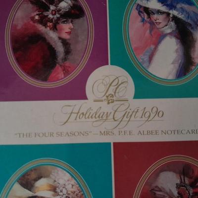 Avon 1992 Mrs. Albee Award Figure, decorative tin and Stationary