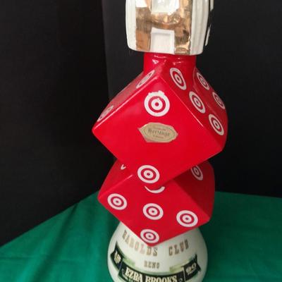 Ezra Brooks 1968 Dice Harolds Club Reno Empty Decanter and other casino & game related items