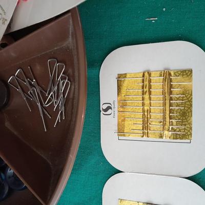 Swiveling Sewing Caddy full of sewing notions