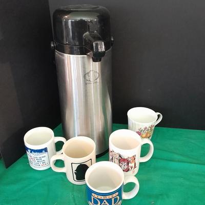 Service Ideas Stainless glass insert air beverage dispenser with fun mugs
