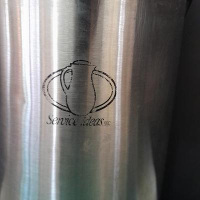 Service Ideas Stainless glass insert air beverage dispenser with fun mugs