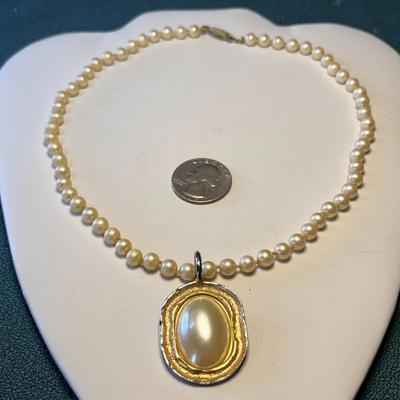 PEARL & PENDANT NECKLACE SIGNED â€œDAUPLAISEâ€