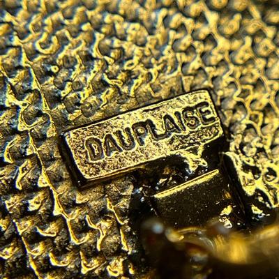 VINTAGE â€œDAUPLAISEâ€ GOLD TONE RED SUEDE CENTER CLIP-ONS