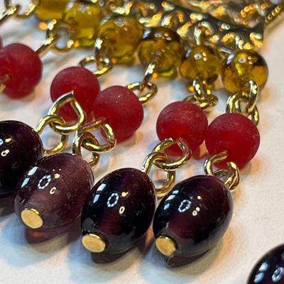FABULOUS FLARED MULTI-DANGLE ALL GLASS BEAD EARRINGS