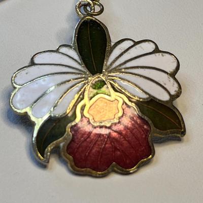 PRETTY CLOISONNE FLOWER EARRINGS