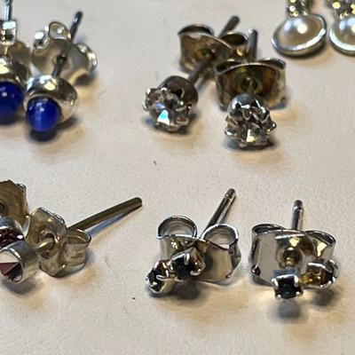 ELEVEN PAIR DAINTY PIERCED EARRINGS