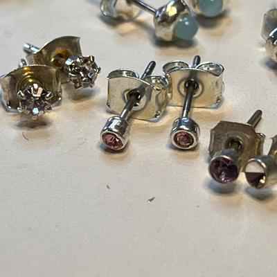 ELEVEN PAIR DAINTY PIERCED EARRINGS