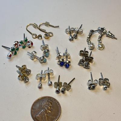 ELEVEN PAIR DAINTY PIERCED EARRINGS