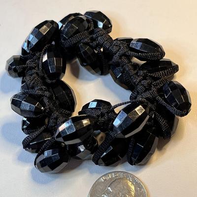 STRETCH FACETED BLACK BEAD BRACELET