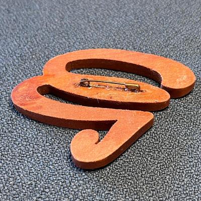 VINTAGE LARGE WOOD DUBLYA â€œWâ€ MONOGRAM PIN