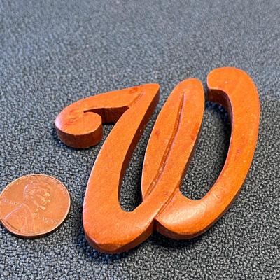 VINTAGE LARGE WOOD DUBLYA â€œWâ€ MONOGRAM PIN
