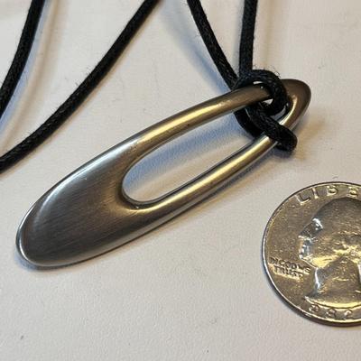 SIMPLE MODERN OVAL HOOP PENDANT ON 28â€ ROPE