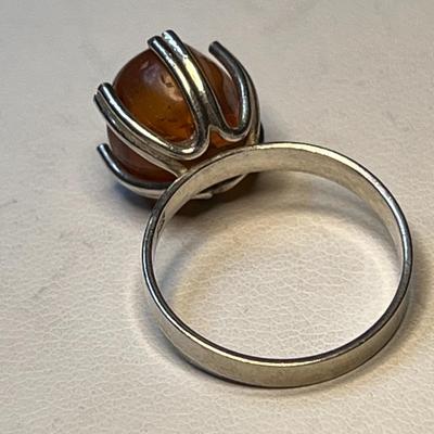 AMBER NUGGET SILVER â€œ.835â€ RING CRAFTSMAN MADE