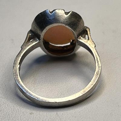 ANTIQUE VICTORIAN REAL CAMEO RING, MARCASITE DETAIL 