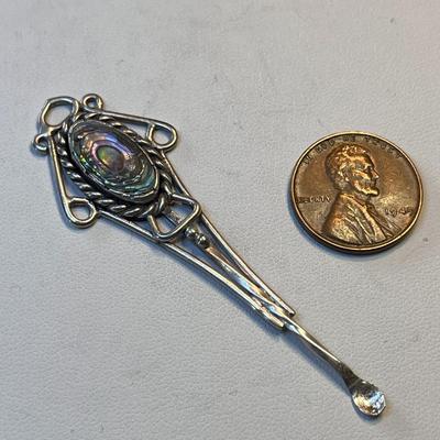 ORNATE SILVER ABALONE MEDICINE SPOON 