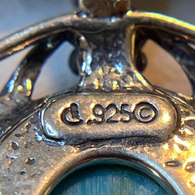 TURQUOISE AND SILVER NECKLACE w/ â€925â€ PENDANT