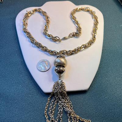 STATEMENT TASSEL ON 24â€ HEFTY DOUBLE LINK CHAIN