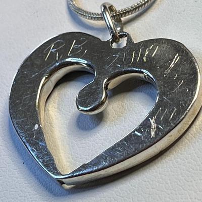 ZUNI INLAID STONES HEART ON .925 CHAIN